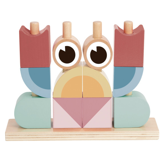 TOOKY TOY Crab Wooden Puzzle Stacks Blocks Pastel
