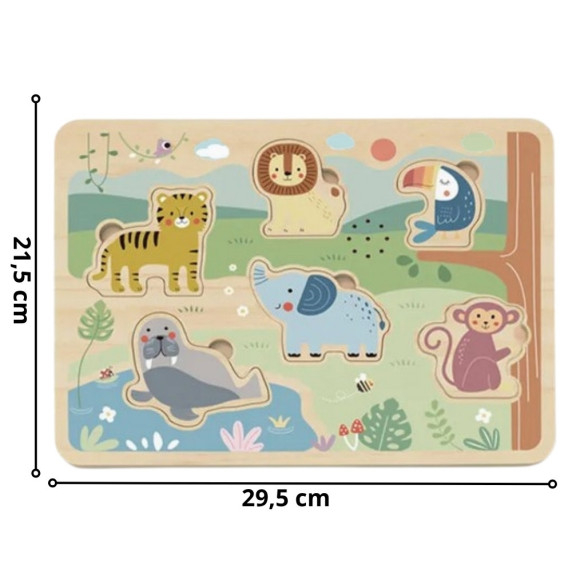 TOOKY TOY Wooden Puzzle Montessori Interactive Sound Puzzle Wild Animals Safari
