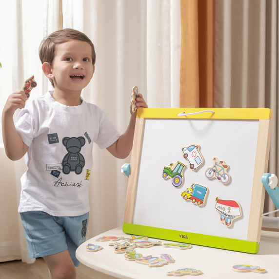 VIGA Wooden Vehicle Magnets Set
