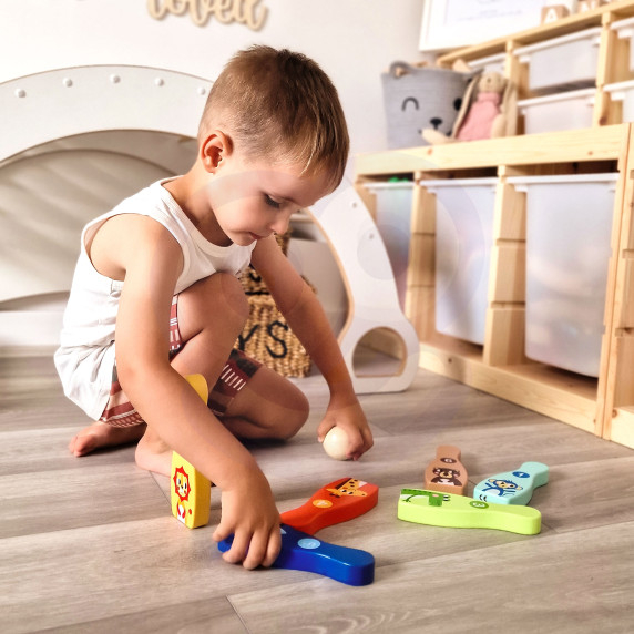 TOOKY TOY Wooden Bowling for Children 6 pcs + Ball