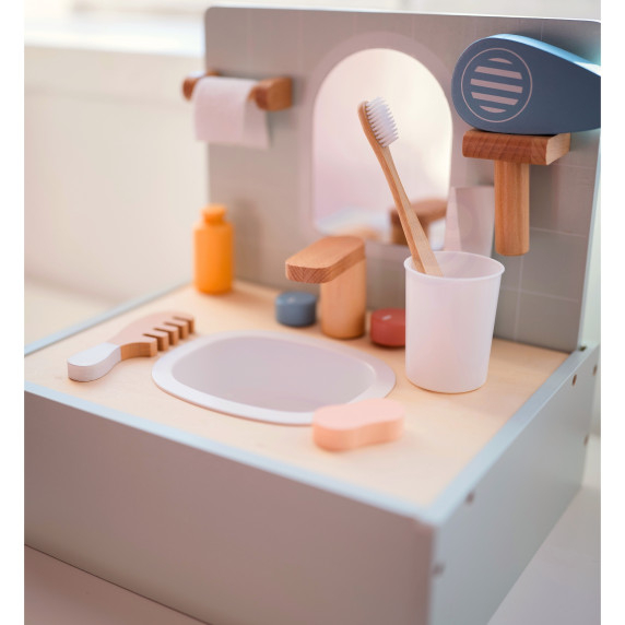TOOKY TOY Toilet Bathroom Wooden Toilet Bathroom with Accessories