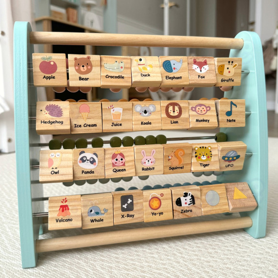 TOOKY TOY Double-Sided Abacus Alphabet Pictures