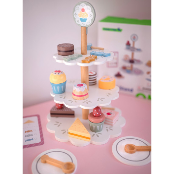 TOOKY TOY Sweets Platter Wooden Stand Cupcakes Cakes