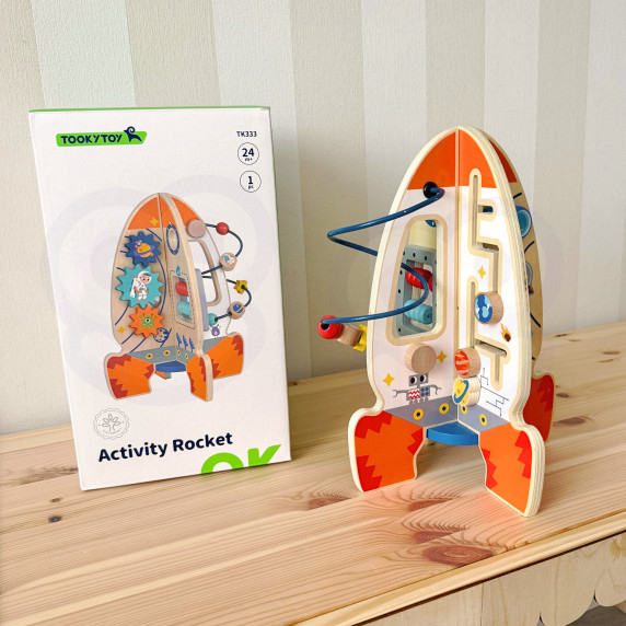 Tooky Toy Large Wooden Educational Toy Multifunctional Rocket