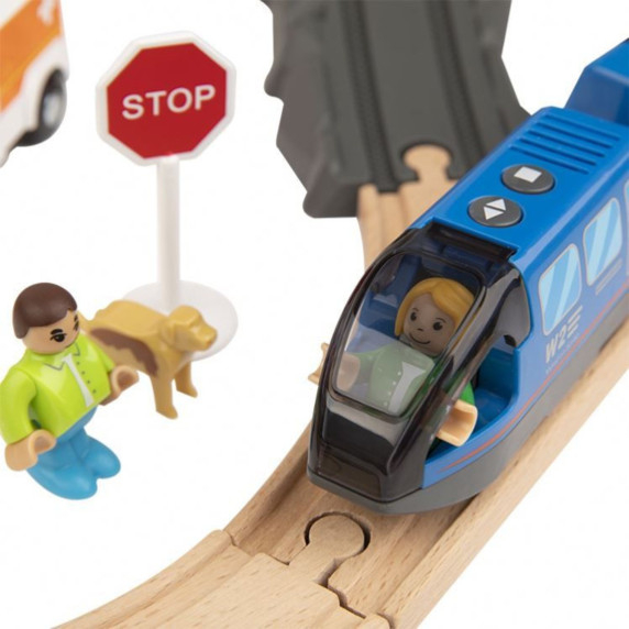 Tooky Toy Wooden Electric Train Fire Department Sound Effects 70 pcs FSC
