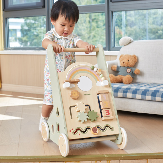 VIGA PolarB Wooden Push Walker Green Educational