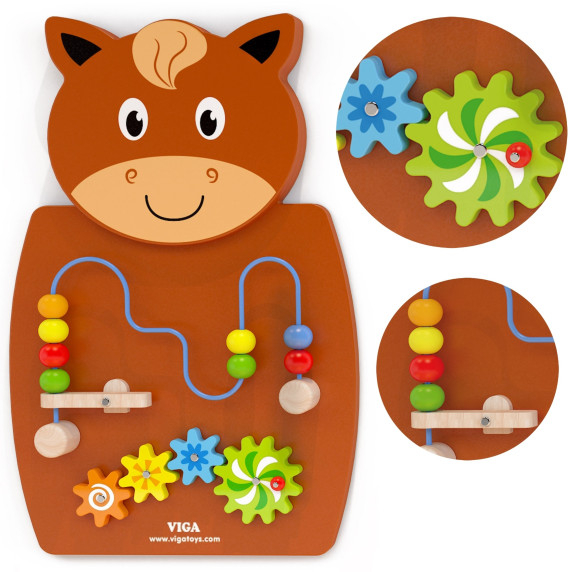 VIGA Wooden Manipulative Board Horse FSC Montessori Certificate