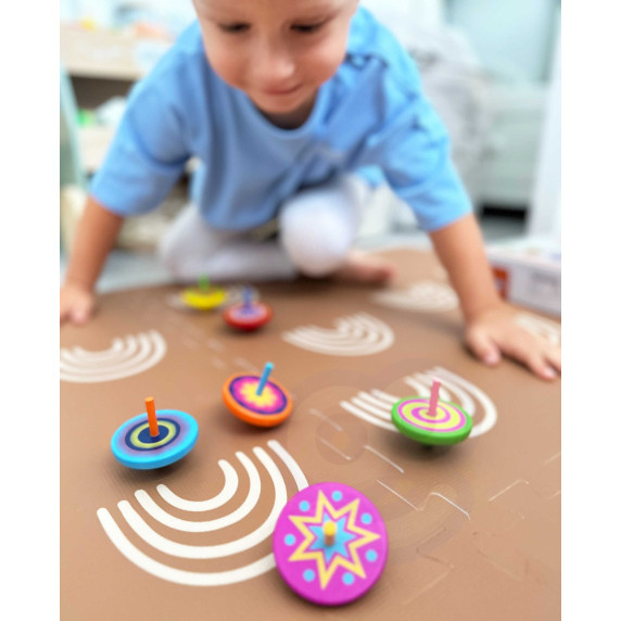 VIGA Colorful Wooden Spinning Top 1pc