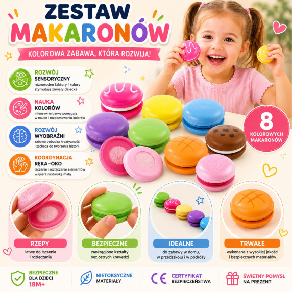 VIGA Wooden Cookies Colorful Cookies Macaroon Set 8 pcs