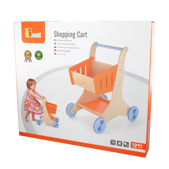 VIGA Wooden Shopping Cart