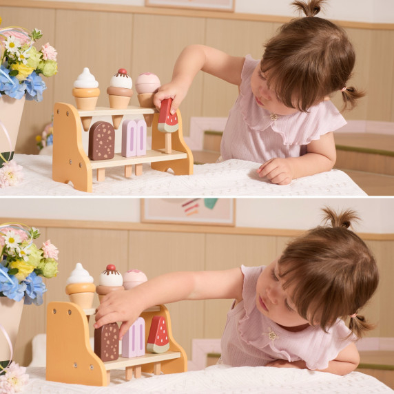 VIGA Wooden Ice Cream Shop Set with 6 Ice Creams