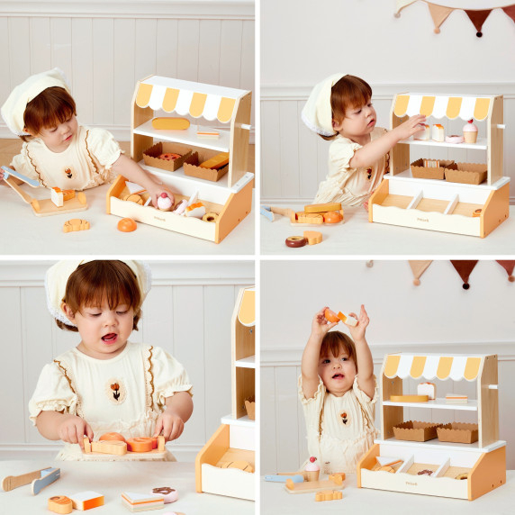 VIGA Wooden Mini Bakery Shop Baked Goods Stand 16 pcs.