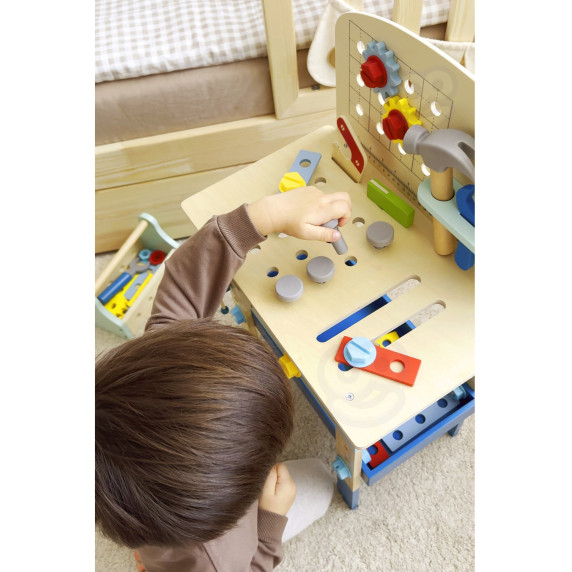 TOOKY TOY Wooden DIY Workshop Table