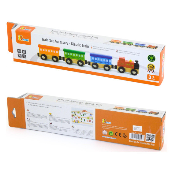 VIGA WOODEN MAGNETIC TRAIN CARRIAGES CHUCK TRAIN LOCOMOTIVE 3+