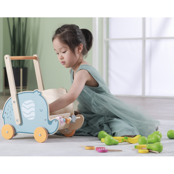 VIGA PolarB Wooden 2-in-1 Stroller, Walker, Elephant