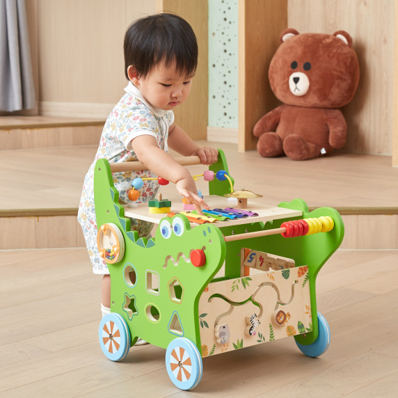 VIGA Wooden Educational Crocodile Pusher 12 in 1