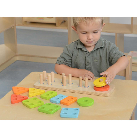 MASTERKIDZ Wooden Shape Sorter Colorful Montessori Blocks