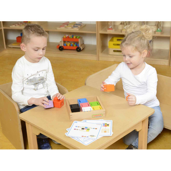 MASTERKIDZ Cups and Square Blocks Wooden Toy Montessori Color Sorter