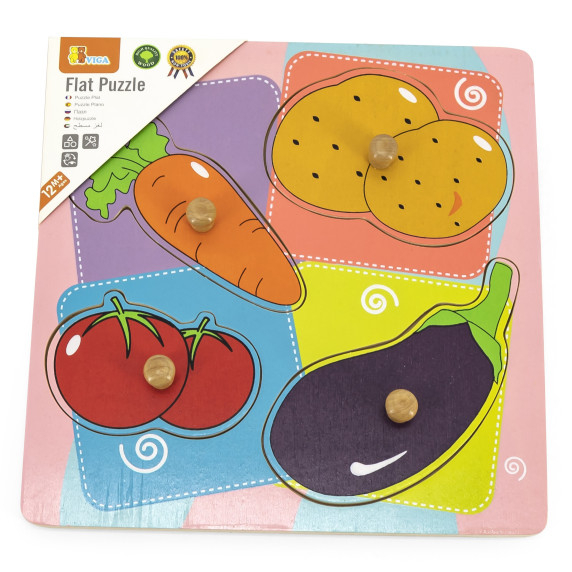 VIGA Wooden Puzzle Vegetables Surprise Puzzle