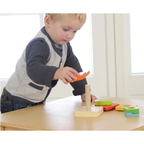 MASTERKIDZ Wooden Montessori Pyramid Sorter Puzzle