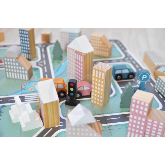 VIGA PolarB Wooden Model with City Blocks 56 pcs.
