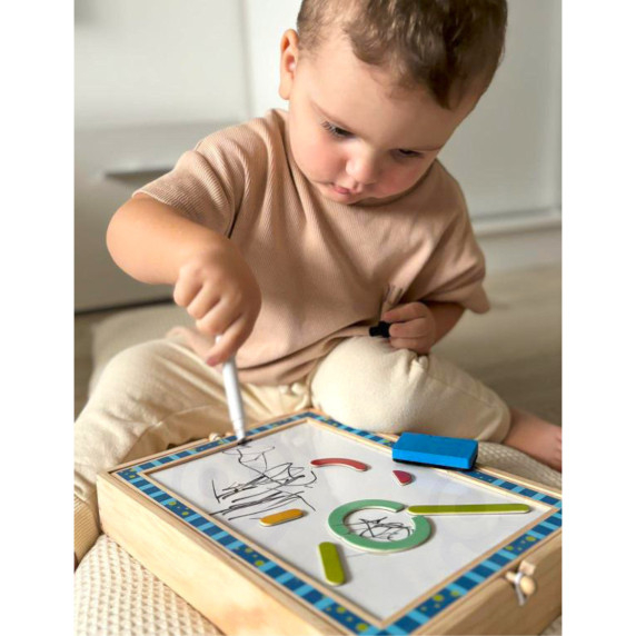 TOOKY TOY Magnetic Chalk Board 2 in 1 Shape Puzzle 117 Pieces FSC Certified