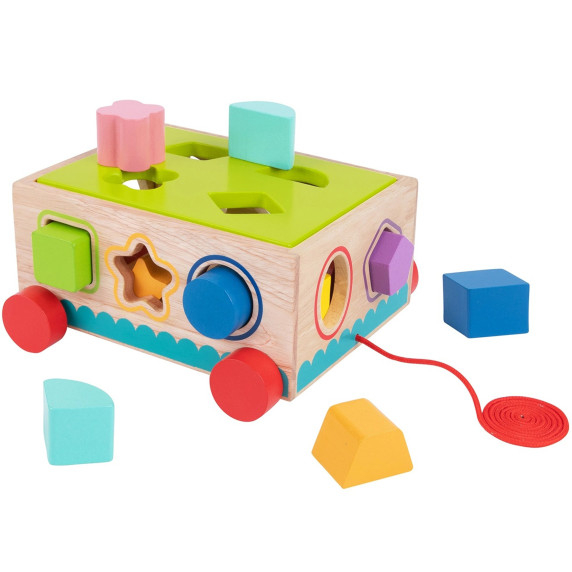 TOOKY TOY Wooden Sorter Cart Blocks 16 pcs.
