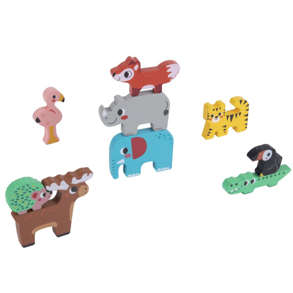 TOOKY TOY Wooden Blocks Puzzle Animals Montessori 9 pcs.