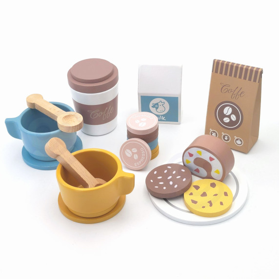 TOOKY TOY Wooden Coffee Maker Barista Cafe
