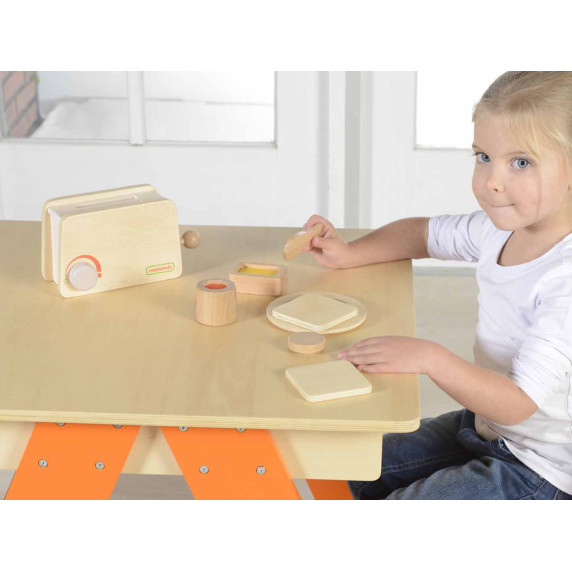 MASTERKIDZ Wooden Toaster + Butter Slice Knife Plate Jam