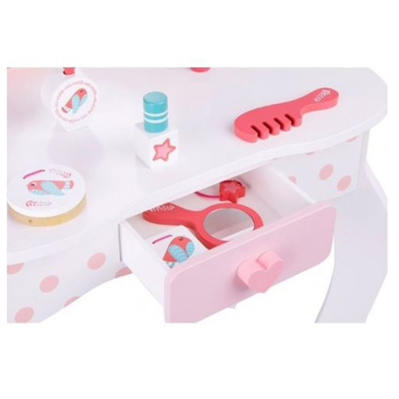 TOOKY TOY Wooden Pink Dressing Table with Chair