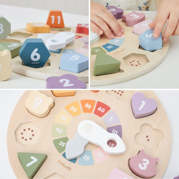 Viga Wooden Shape Sorter Clock Educational 18m+