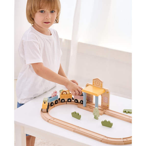 Viga PolarB Wooden Train Set 30 pcs.