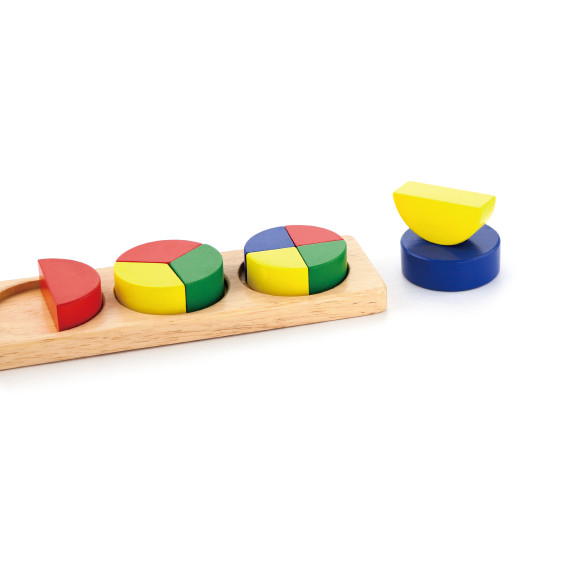 VIGA Wooden Puzzle Mathematical Fractions 10 Montessori Blocks
