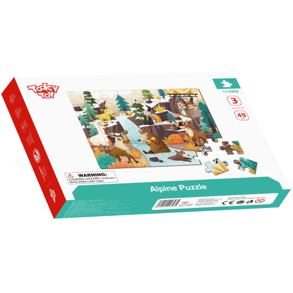 TOOKY TOY Puzzle with Bag Alpine Animals and Landscape Puzzle 49 pcs.
