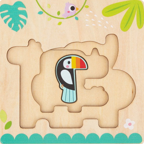 TOOKY TPY Wooden Montessori Puzzle Multilayer Board Forest Animals 7 pcs.