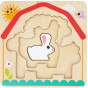 TOOKY TOY Wooden Montessori Puzzle Multilayer Board Animals on the Farm 7 pcs.