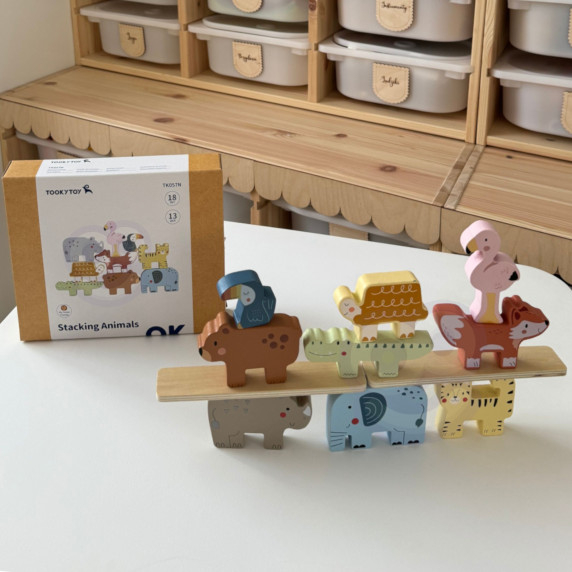 TOOKY TOY Wooden Blocks Puzzle Animals Montessori 9 pcs.