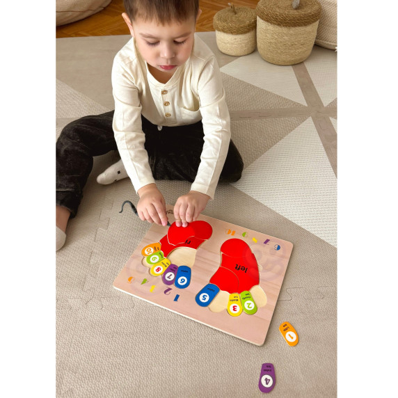 TOOKY TOY Educational Wooden Foot Puzzle Learning Counting and Colors