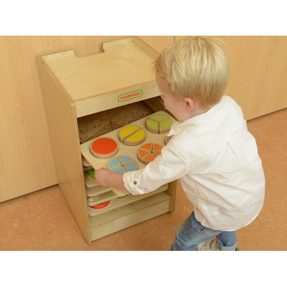 MASTERKIDZ Cabinet for storing educational boards and games 10 pieces with wheels