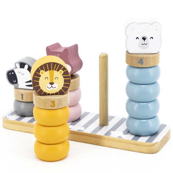 VIGA PolarB Wooden Educational Puzzle with Montessori Animals
