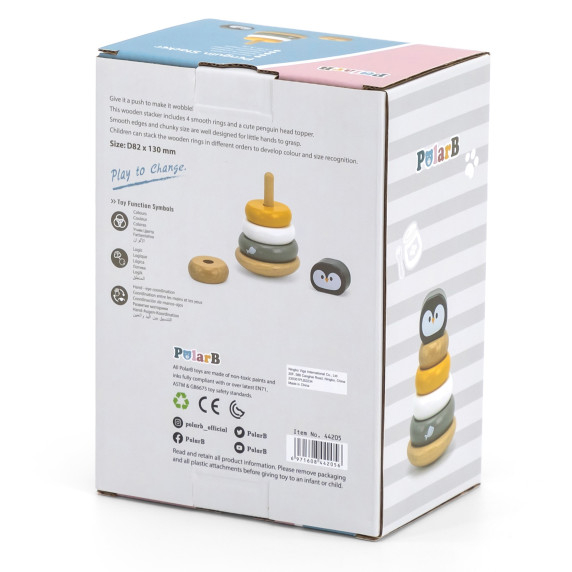 VIGA PolarB Wooden Educational Pyramid - Penguin
