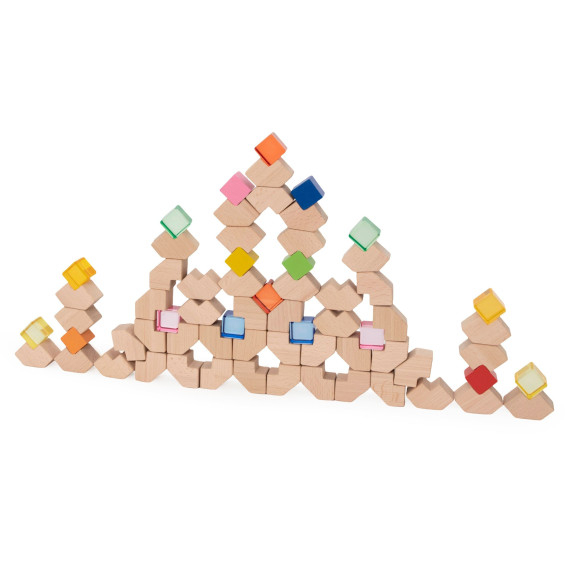 VIGA Wooden Acrylic Light Blocks Construction 66 pcs 18m+