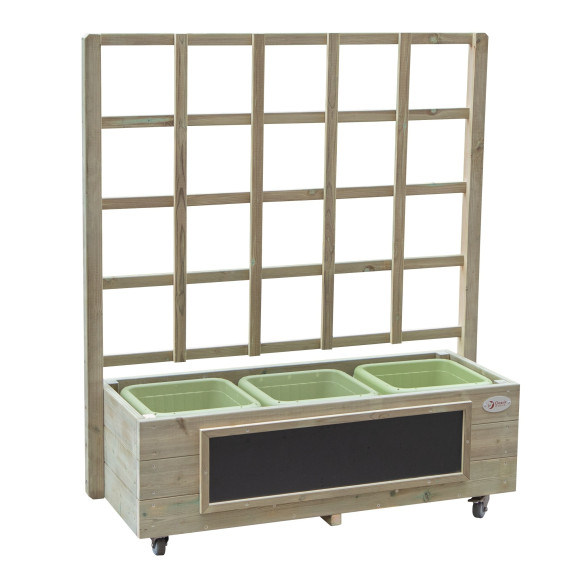 Classic World Edu Wooden Flower Stand on Wheels Garden Cart with Blackboard
