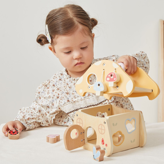 VIGA Wooden Mushroom Activity Sorter Maze Mirror 18M+