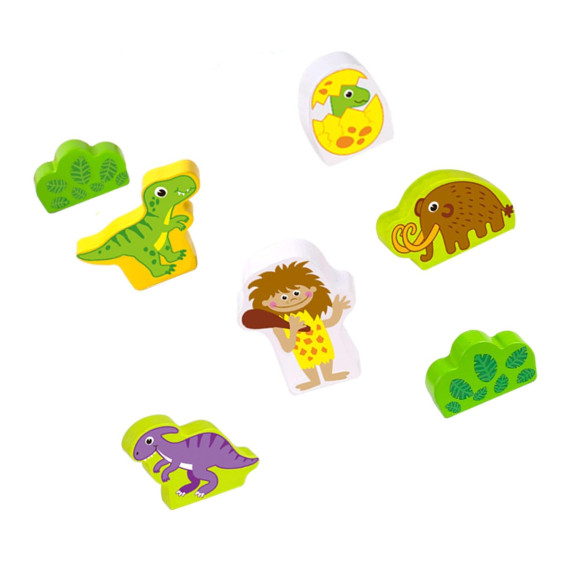 TOOKY TOY Wooden Magnetic Train Dinosaurs + Figures