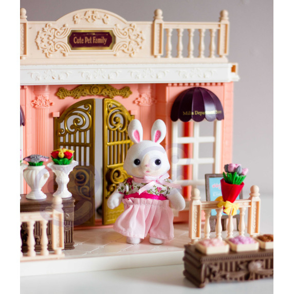 WOOPIE Dollhouse Rabbit Family Flower Shop + Figurine