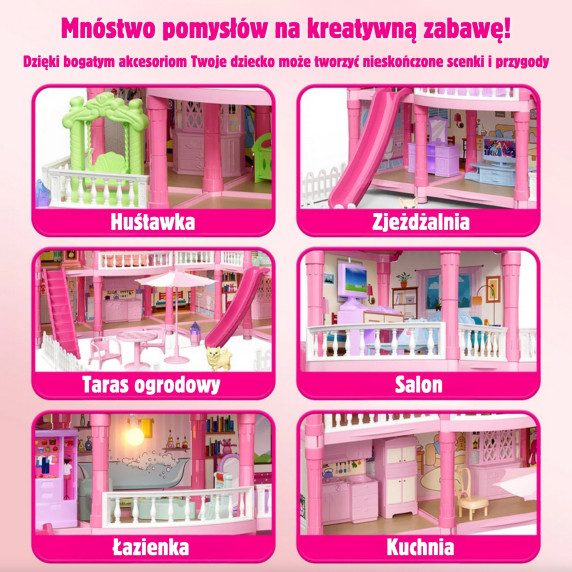 WOOPIE Dollhouse Villa with Accessories and Illuminated Doll 296 pcs.