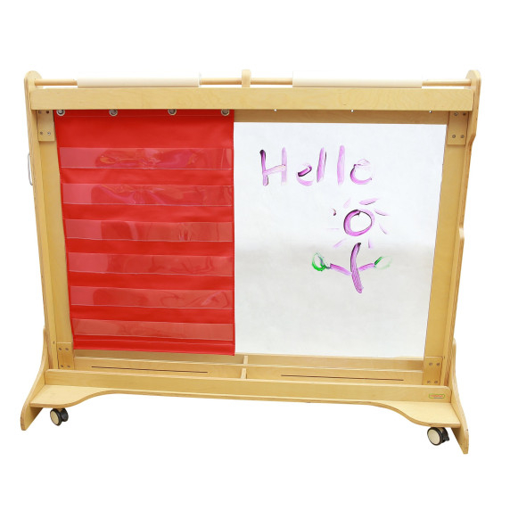 MASTERKIDZ Fabric Hanging Sheet with Pockets for Flashcards and Pictures Red