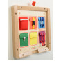 MASTERKIDZ Wooden Flex Wall Manipulation Board with Colorful Pockets, Buckles and Velcro